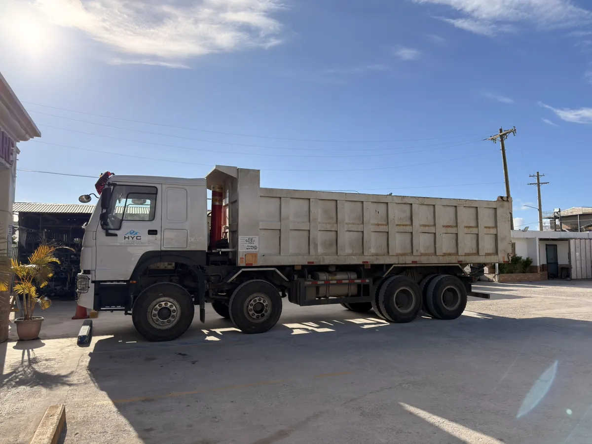 HYC 8x4 dump truck in the equipment yard