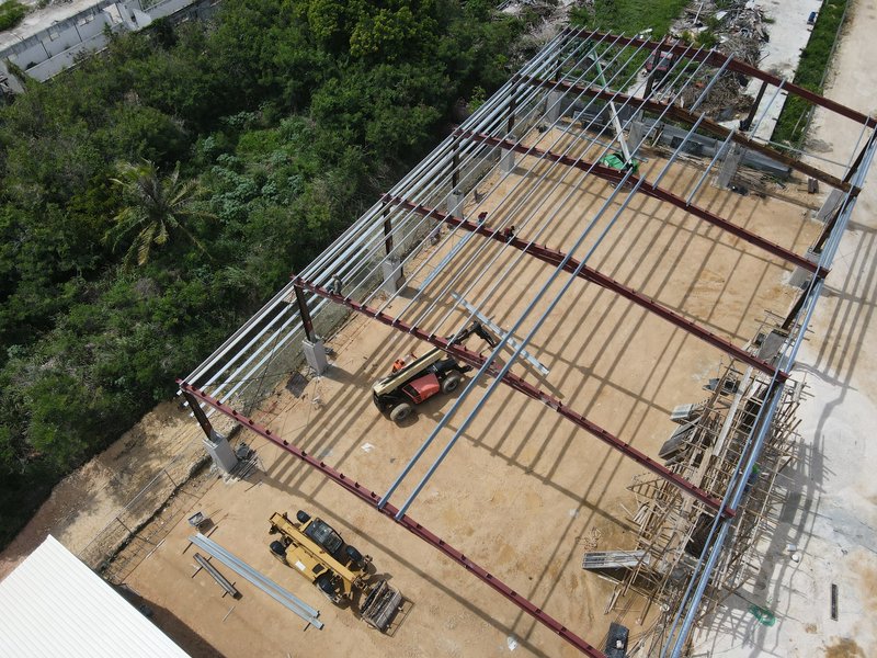 Steel framing close-up aerial
